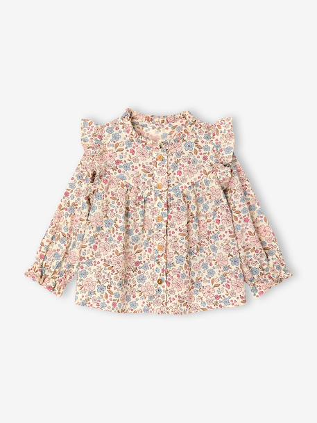 Blouse à volants bébé rose+vanille+vert de gris - vertbaudet enfant 
