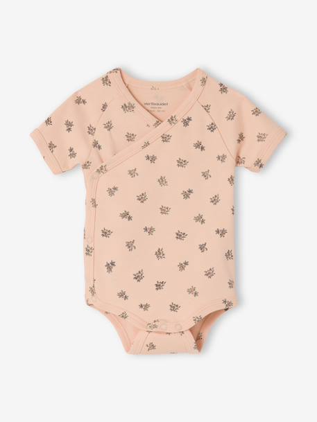 Pack of 5 floral short-sleeved bodysuits rose - vertbaudet enfant 