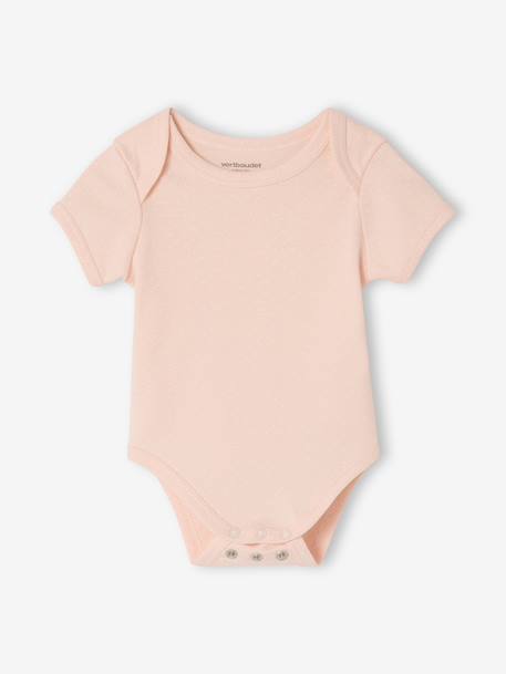 Lot 3 bodies bébé manches courtes rose pâle - vertbaudet enfant 