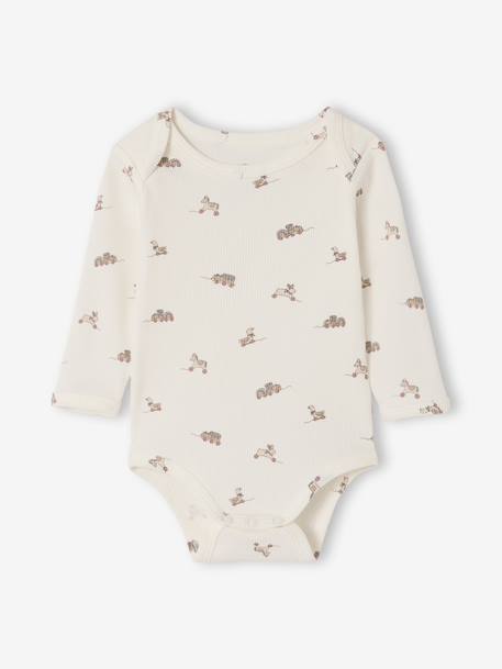 Pack of 3 long-sleeved baby bodysuits sage green - vertbaudet enfant 