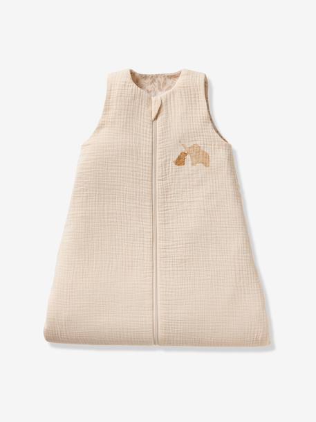 Sleeping Bag with Central Opening in Cotton Muslin for Babies, BABYLON ecru - vertbaudet enfant 
