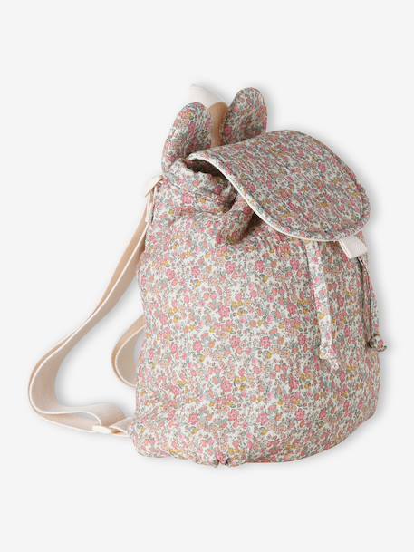 Sac à dos personnalisable en gaze de coton animation oreilles bleu nuit+multicolore+rose poudré+vanille+vert sauge - vertbaudet enfant 