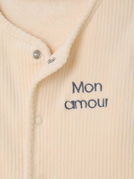 Ensemble naissance gilet et pantalon velours vanille - vertbaudet enfant 