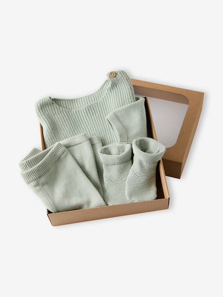 3-Piece Knitted Set for Baby Boys sage green - vertbaudet enfant 