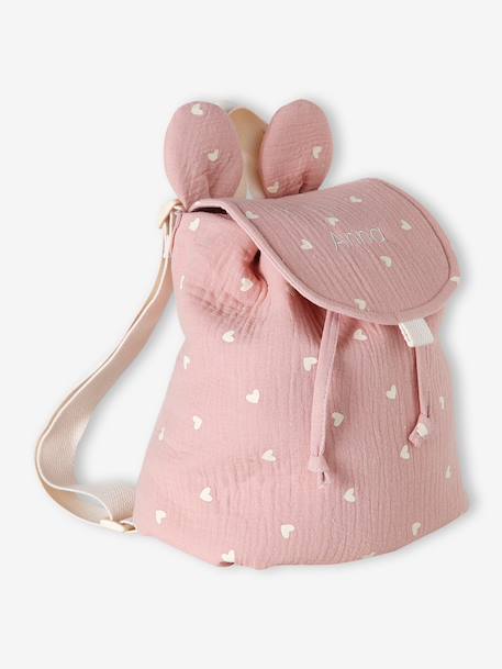 Pre-School Backpack in Cotton Gauze, Fun Ears multicoloured+night blue+rose+rosy+sage green+vanilla - vertbaudet enfant 