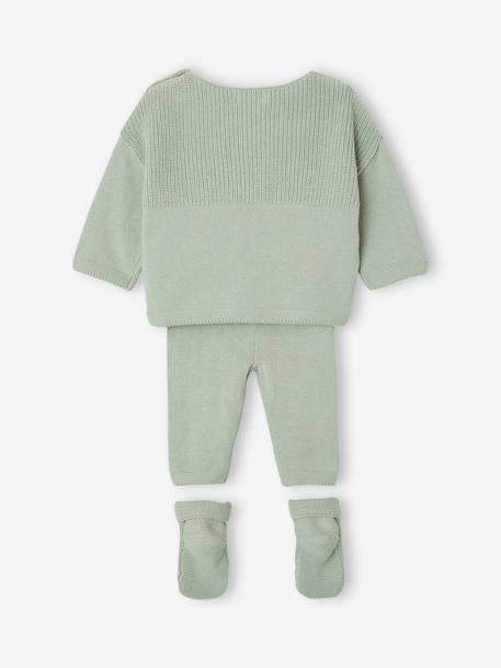 Ensemble bébé garçon tricot 3 pièces vert sauge - vertbaudet enfant 