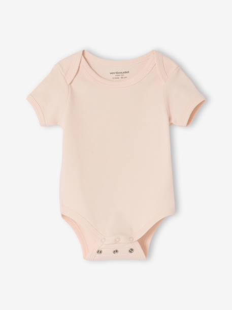 Lot 3 bodies bébé manches courtes rose pâle - vertbaudet enfant 
