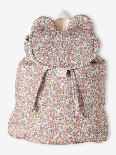 Sac à dos personnalisable en gaze de coton animation oreilles bleu nuit+multicolore+rose poudré+vanille+vert sauge - vertbaudet enfant 
