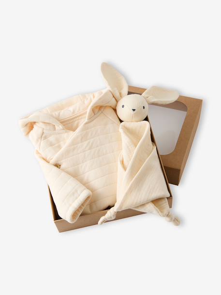 Baby jacket and cuddly rabbit set vanilla - vertbaudet enfant 