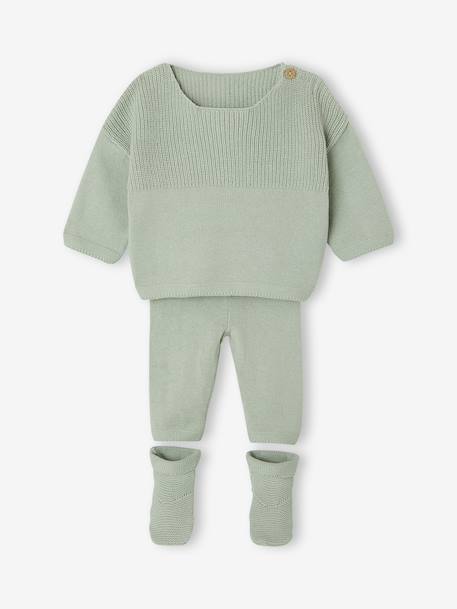 Ensemble bébé garçon tricot 3 pièces vert sauge - vertbaudet enfant 