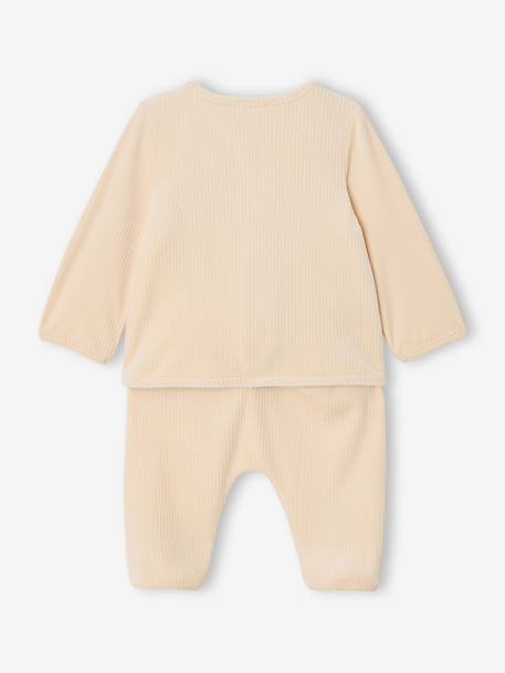 Velour Cardigan & Trouser Set for Newborns vanilla - vertbaudet enfant 
