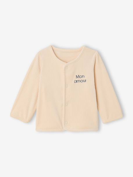 Velour Cardigan & Trouser Set for Newborns vanilla - vertbaudet enfant 
