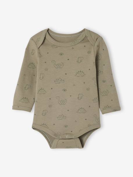Pack of 5 long-sleeved Dinosaur bodysuits khaki - vertbaudet enfant 