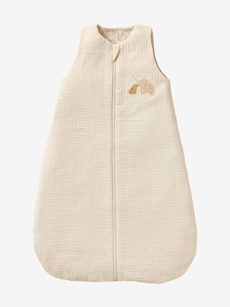 Sleeping Bag with Central Opening in Cotton Muslin for Babies, BABYLON ecru - vertbaudet enfant 