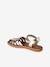 Leather Sandals with Hook-&-Loop Straps for Children ecru+gold - vertbaudet enfant 