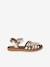 Leather Sandals with Hook-&-Loop Straps for Children ecru+gold - vertbaudet enfant 