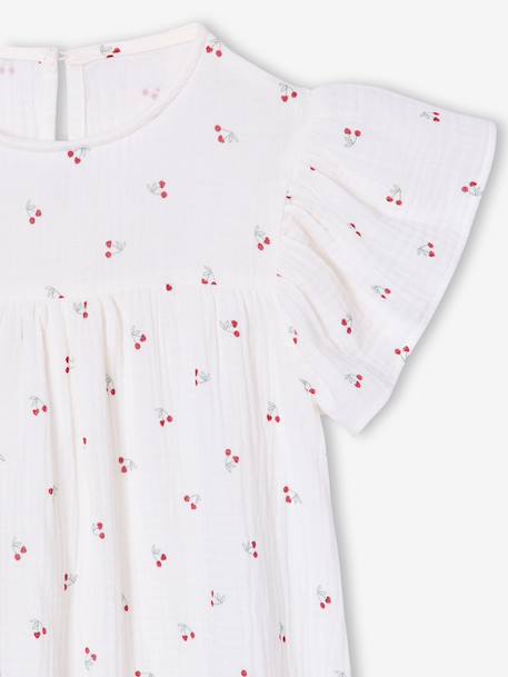Robe fille en gaze de coton imprimée beige+beige imprimé+rose+rose pâle+vanille - vertbaudet enfant 