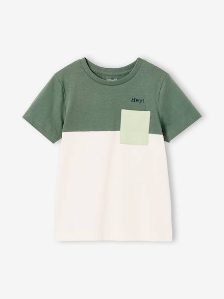 T-shirt garçon coloblock manches courtes ardoise+menthe+orange+vert anglais - vertbaudet enfant 