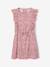 Printed frilled-sleeve dress for girls emerald green+pale pink+printed white - vertbaudet enfant 