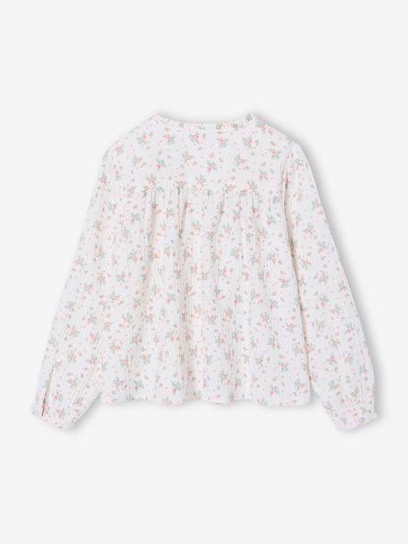 Chemise file gaze de coton imprimée personnalisable blanc imprimé+écru+rose pâle - vertbaudet enfant 