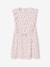 Printed frilled-sleeve dress for girls emerald green+pale pink+printed white - vertbaudet enfant 