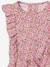 Printed frilled-sleeve dress for girls emerald green+pale pink+printed white - vertbaudet enfant 