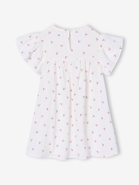 Robe fille en gaze de coton imprimée beige+beige imprimé+rose+rose pâle+vanille - vertbaudet enfant 