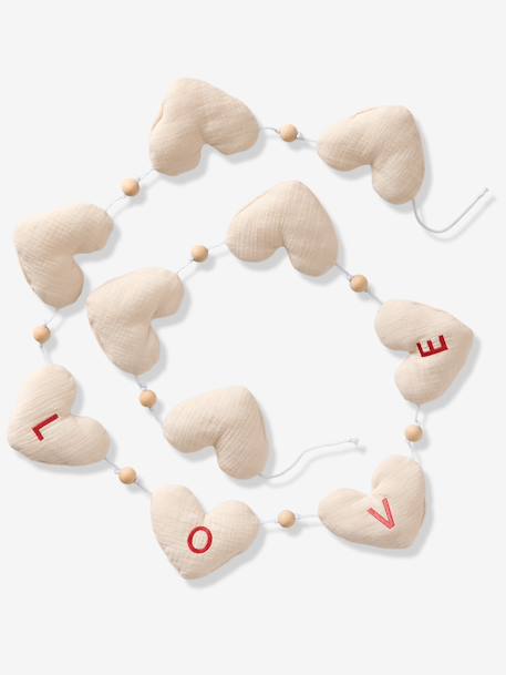 Cotton gauze heart garland ecru - vertbaudet enfant 