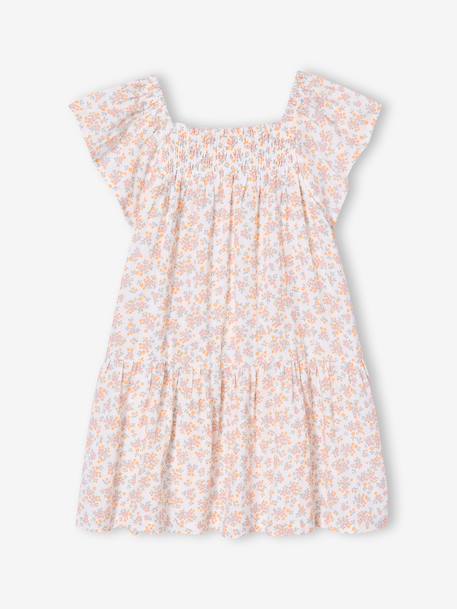 Smocked Dress with Floral Print rosy+vanilla - vertbaudet enfant 