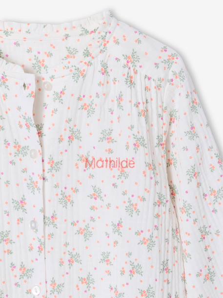 Cotton Gauze Shirt for Girls ecru+pale pink+printed white - vertbaudet enfant 