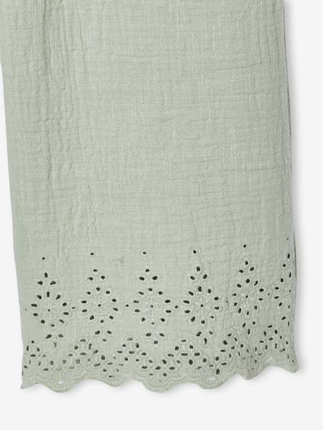 Embroidered Cotton Gauze Jumpsuit blush+sage green - vertbaudet enfant 