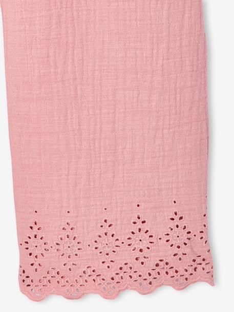 Embroidered Cotton Gauze Jumpsuit blush+sage green - vertbaudet enfant 