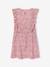 Printed frilled-sleeve dress for girls emerald green+pale pink+printed white - vertbaudet enfant 