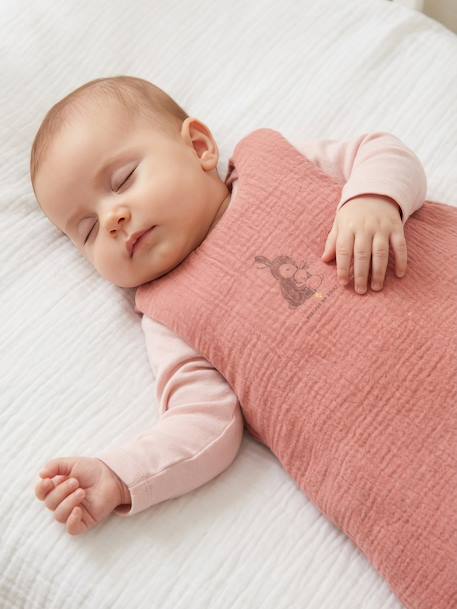 Gigoteuse en gaze de coton LAPIN vieux rose - vertbaudet enfant 