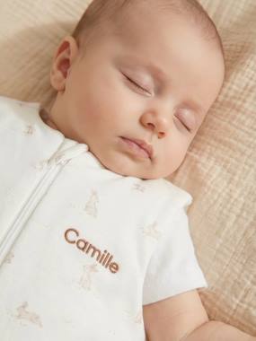 Bedding & Decor-Sleeveless Sleeping Bag with Central Opening in Organic Cotton for Babies, LAPIN AOP 