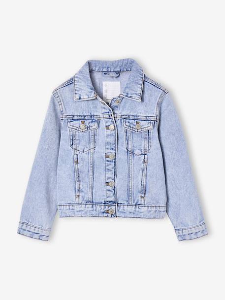 Veste jean fille personnalisable bleu clair+bleu moyen - vertbaudet enfant 