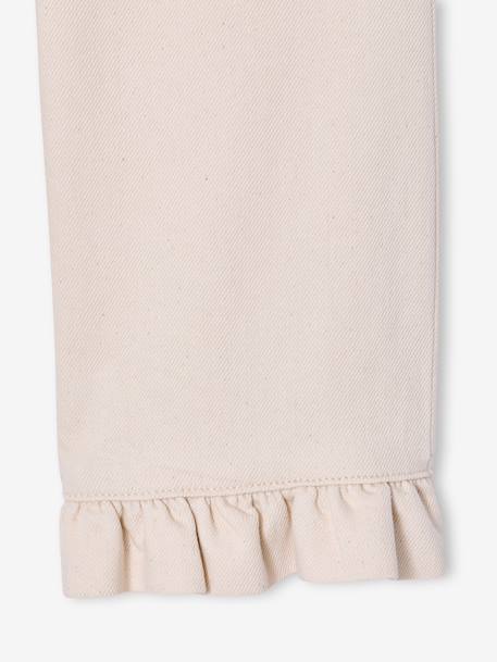 Girl's wide-leg trousers with frills ecru+lilac - vertbaudet enfant 