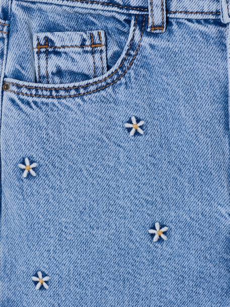 Embroidered Susan wide-leg jeans for girls bleached denim+medium blue - vertbaudet enfant 
