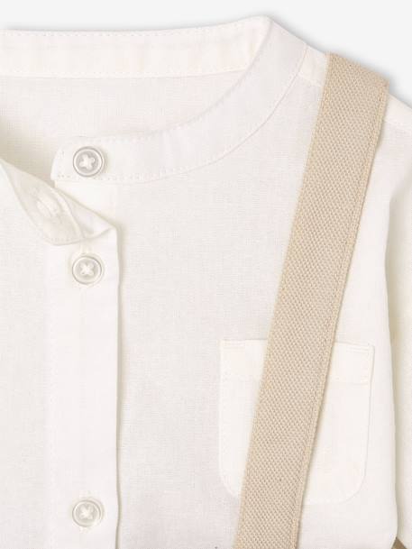 Occasion Wear Outfit: Shirt & Shorts for Babies beige+sage green - vertbaudet enfant 