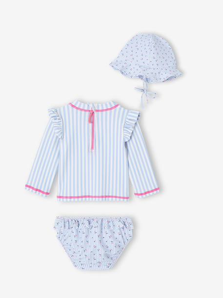 Maillot bain 3 pièces rayures bleu clair - vertbaudet enfant 