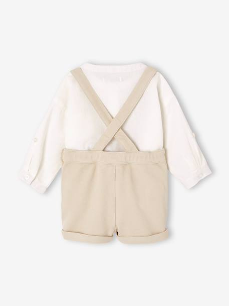 Occasion Wear Outfit: Shirt & Shorts for Babies beige+sage green - vertbaudet enfant 