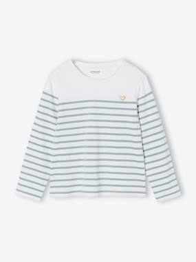 Tee-shirt marinière fille manches longues - vertbaudet enfant Fille-T-shirt, sous-pull-T-shirt-Tee-shirt marinière fille manches longues