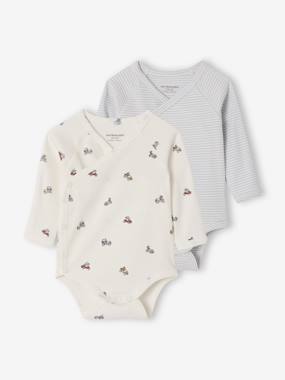 Baby-Bodysuits-Pack of 2 Long-Sleeved Organic Cotton Bodysuits for Babies