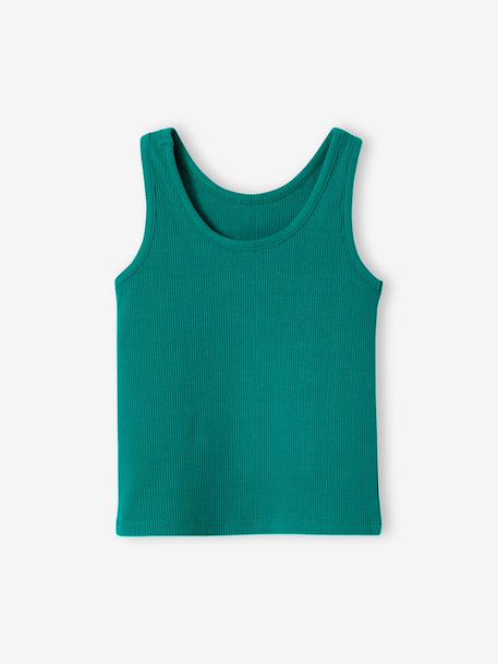Ribbed Knit Tank Top for Girls emerald green - vertbaudet enfant 