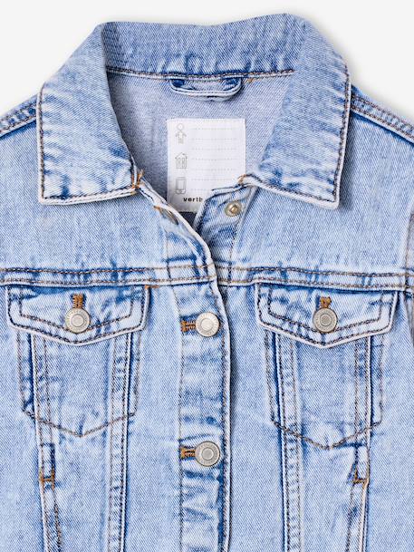 Veste jean fille personnalisable bleu clair+bleu moyen - vertbaudet enfant 