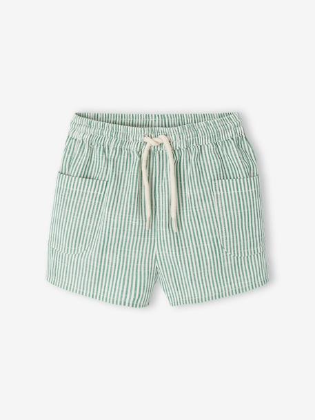 Striped Shorts for Baby Boys striped green - vertbaudet enfant 