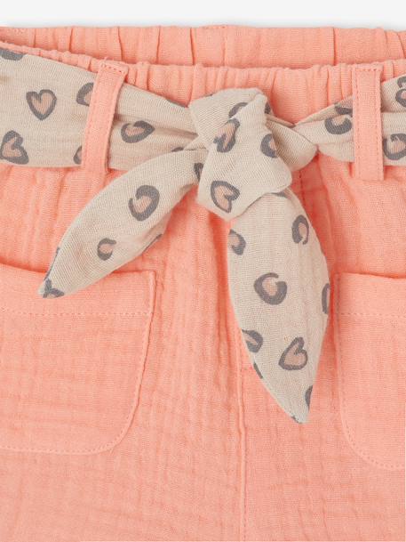 Shorts with Printed Belt for Girls coral - vertbaudet enfant 
