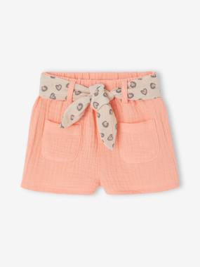 Baby-Shorts with Printed Belt for Girls 