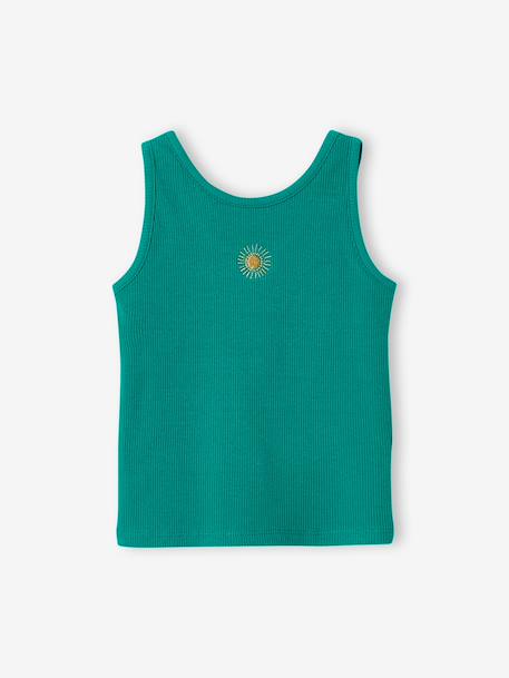 Ribbed Knit Tank Top for Girls emerald green - vertbaudet enfant 