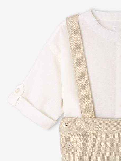 Occasion Wear Outfit: Shirt & Shorts for Babies beige+sage green - vertbaudet enfant 